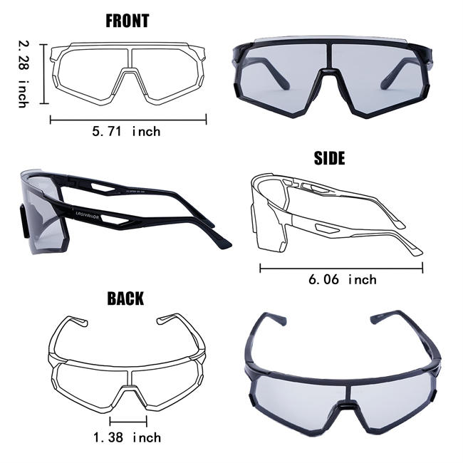 Polarized Sports Bike Glasses/Photochromic Cycling Glasses, UV400 Protection Clear Unisex Lens for Baseball Mountain